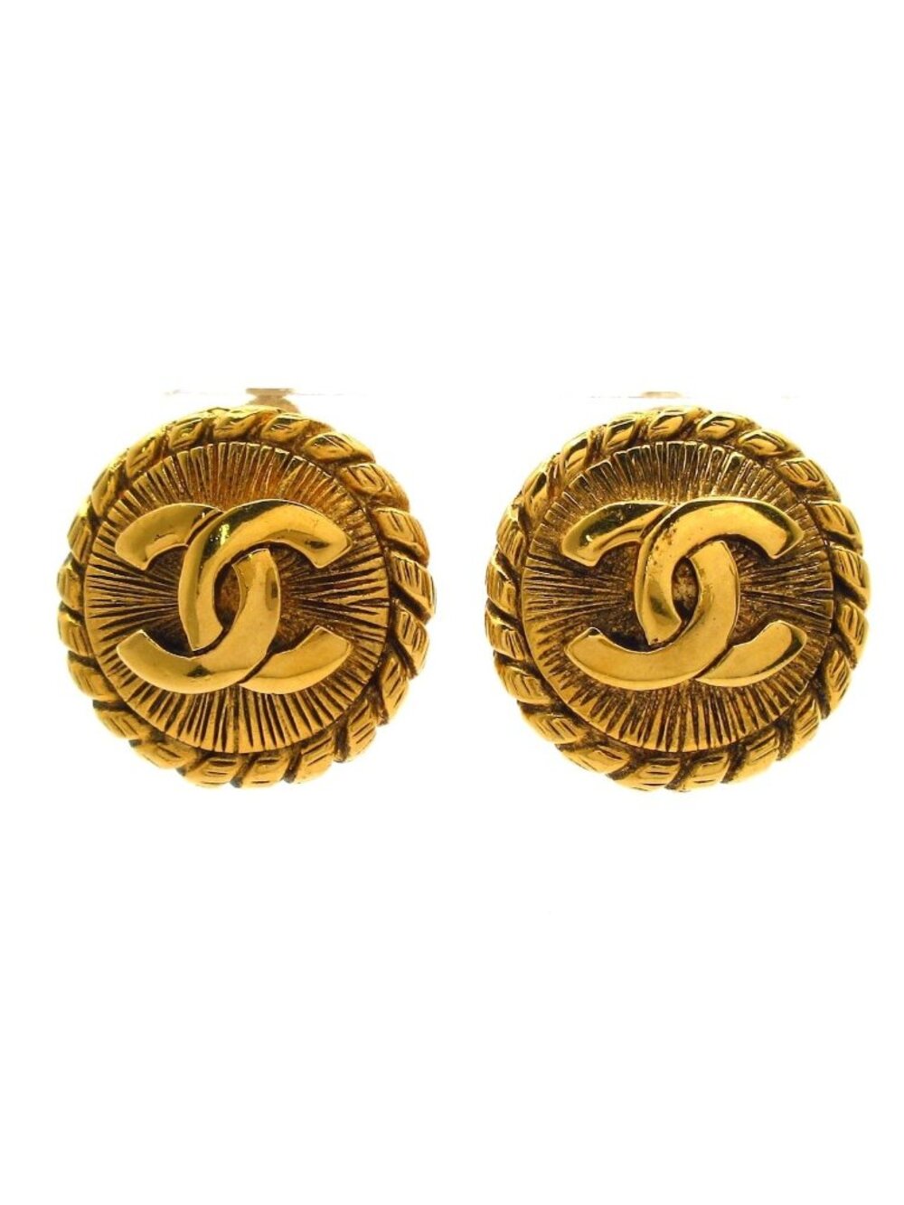 Chanel Earrings CC Logo Gold
